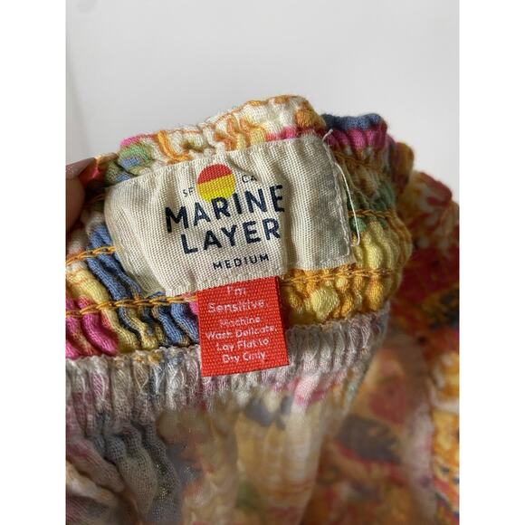 Marine Layer Women's Medium Maxi Skirt Cotton Gauze Floral Tiered Cottage Boho - Picture 4 of 7